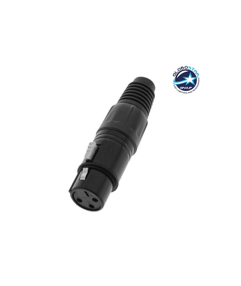 Θηλυκό Βύσμα XLR Female 3 PIN CANNON DMX High Quality Μαύρο GloboStar 51189